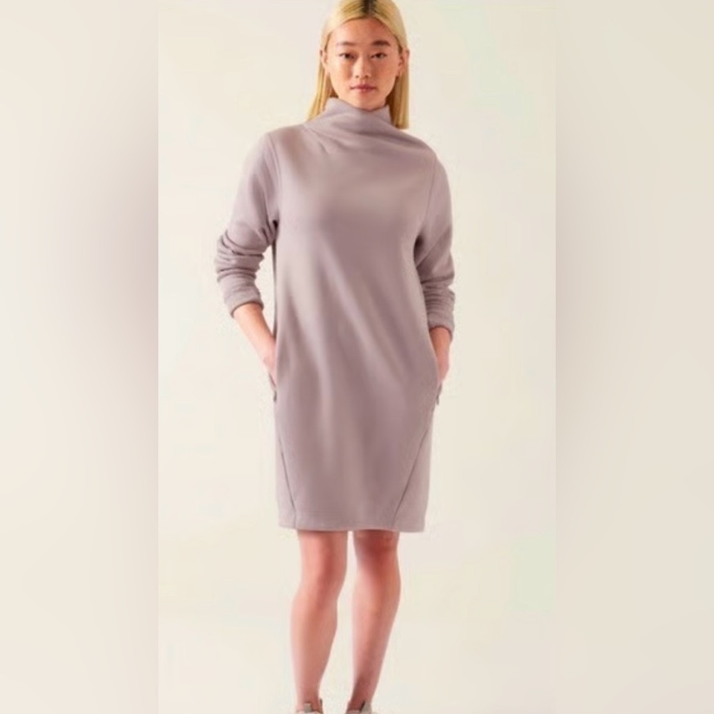Athleta Cozy Karma Cowl Neck Dress In Mauve